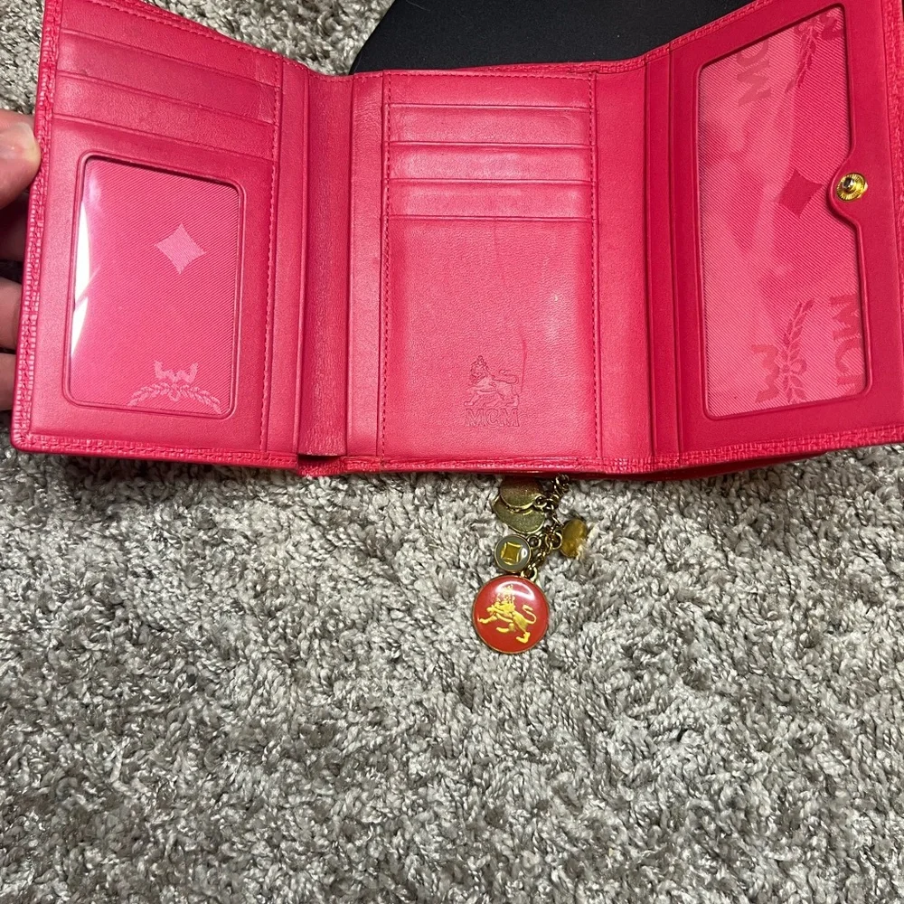 MCM Tri fold Pink Wallet with Gold Details - Picture 10 of 17